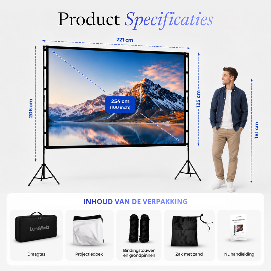 Projectiescherm 100 inch